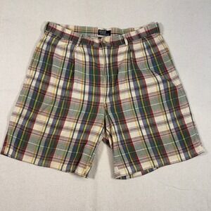 Polo by Ralph Lauren Plaid Pleated‎ Shorts Men's 35 Cotton Made in USA